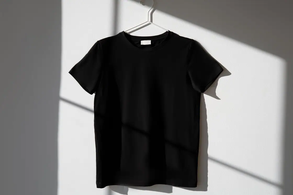 Plain black T-shirt photograph