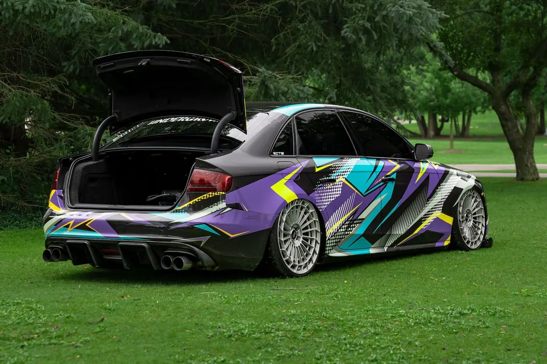 Graphic wrap on a sedan photograph
