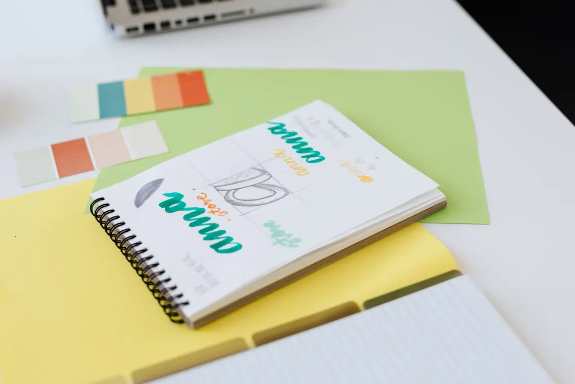 Logo and lettering sketches photograph