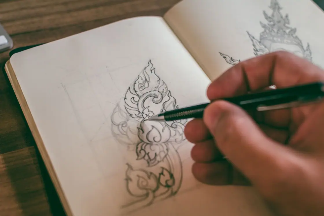 Sketching a design photograph