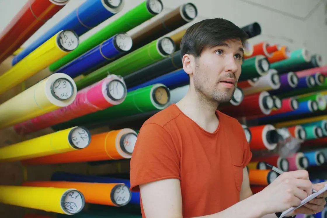 Rolls of colored vinyl photograph